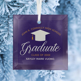 Custom Abschluss Green Gold Graduate Weihnachten Ornament Aus Glas