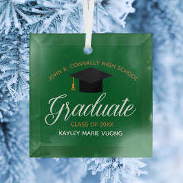Custom Abschluss Green Gold Graduate Weihnachten Ornament Aus Glas