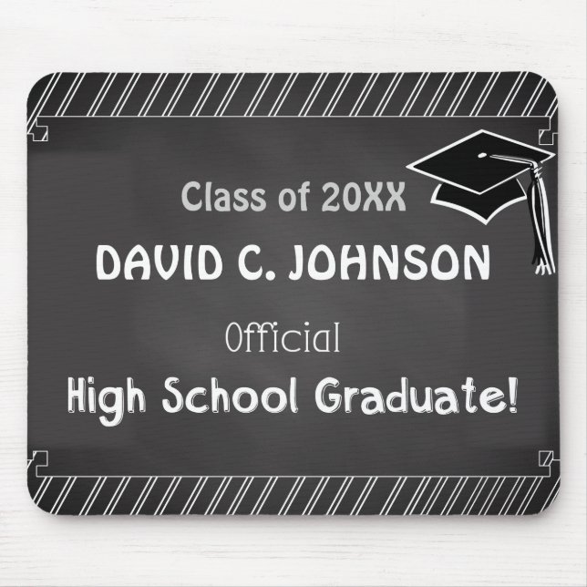 Custom Abschluss Herzlichen Glückwunsch Chalkboard Mousepad (Vorne)
