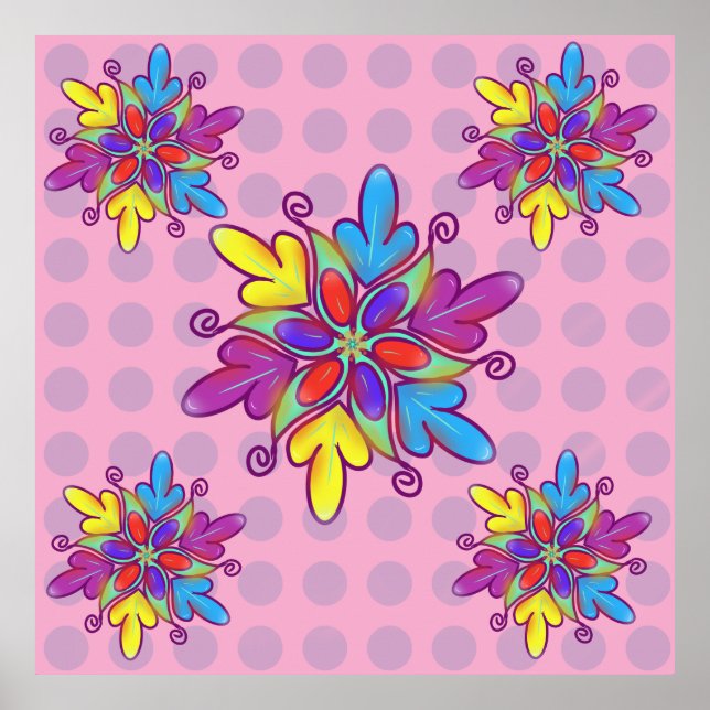 Custom  Abstract Kaleidoscope Flower Pattern Poster (Vorne)