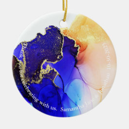 Custom Abstrakt Blue Orange Gold Gastgeschenk Hoch Keramik Ornament