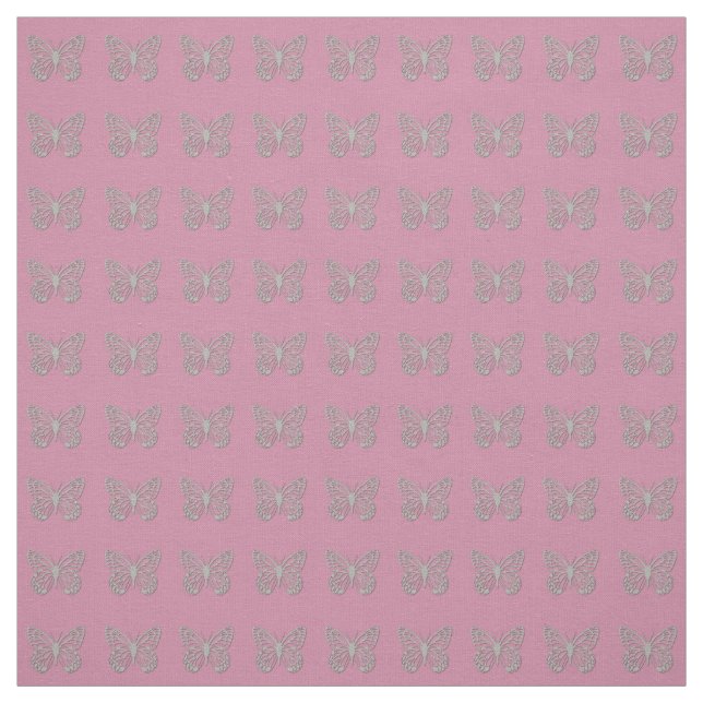 Custom Abstrakt Silver Gray Butterfly Pink Magenta Stoff (Muster)