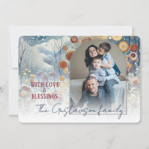 Custom Abstrakt Snowflakes Floral Holiday Wreath Feiertagskarte