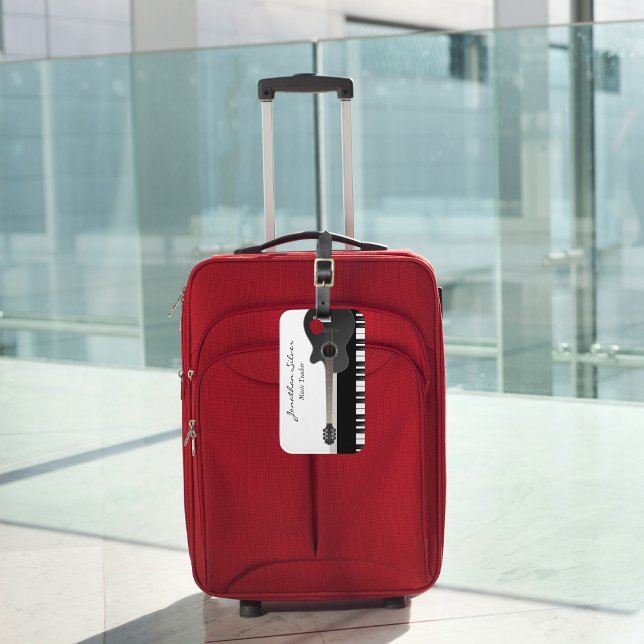 Custom Acoustic Gitarre Piano Keys Music Teacher Gepäckanhänger (Von Creator hochgeladen)