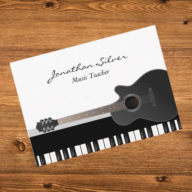 Custom Acoustic Gitarre Piano Keys Music Teacher Visitenkarte (Von Creator hochgeladen)