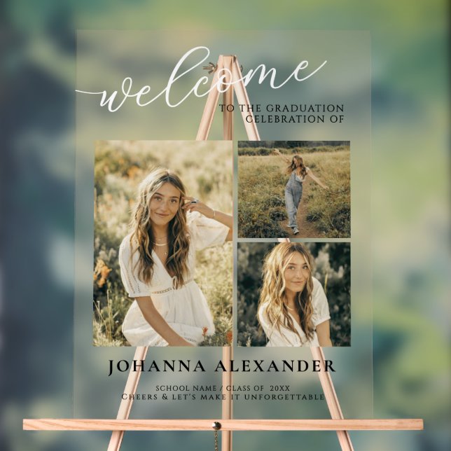 Custom Acrylic Modern 3 Fotos Abschluss Empfang Acrylschild