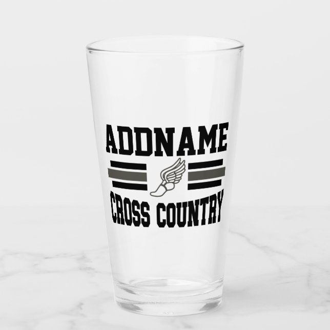Custom ADD NAME Cross Country Runner Running Team Glas (Vorderseite)