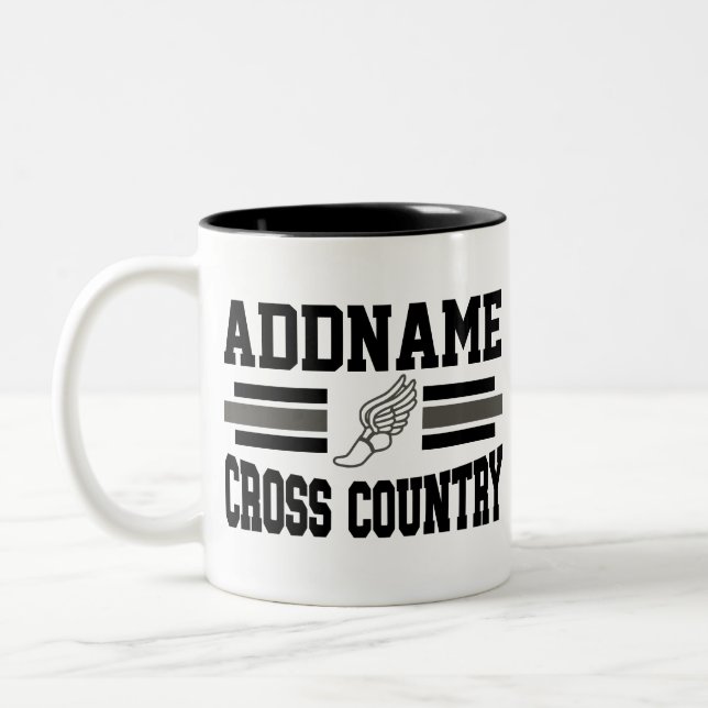 Custom ADD NAME Cross Country Runner Running Team Zweifarbige Tasse (Links)