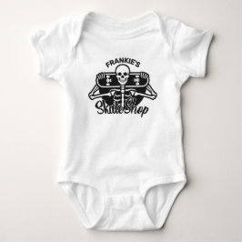 Custom ADD NAME Skull Skateboard Skate Shop Baby Strampler