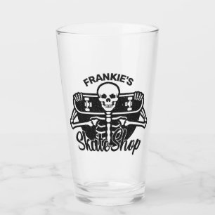 Custom ADD NAME Skull Skateboard Skate Shop Glas
