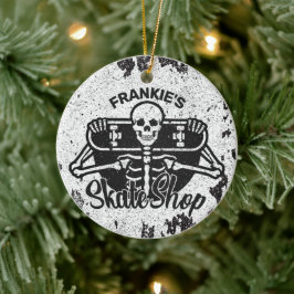 Custom ADD NAME Skull Skateboard Skate Shop Keramik Ornament