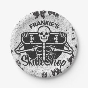 Custom ADD NAME Skull Skateboard Skate Shop Pappteller