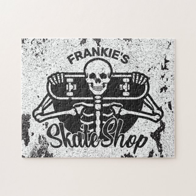 Custom ADD NAME Skull Skateboard Skate Shop Puzzle (Horizontal)