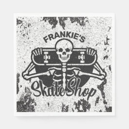 Custom ADD NAME Skull Skateboard Skate Shop Serviette