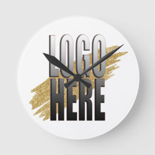 Custom Add your Logo Here on Modern White Runde Wanduhr