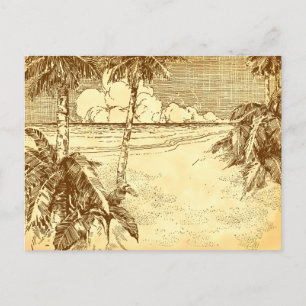 Custom Address Tropical Beach Vintag Art Postkarte