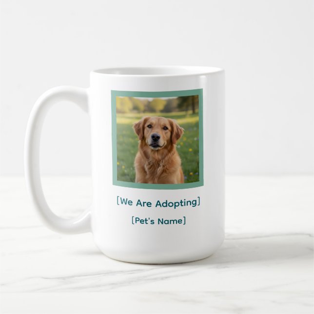 Custom Adoption Announcement Pet Photo & Name Mug Kaffeetasse (Links)