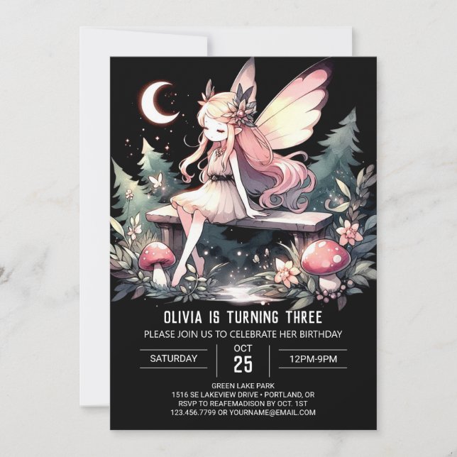 Custom Adorable Fairy Birthday Einladung (Vorderseite)