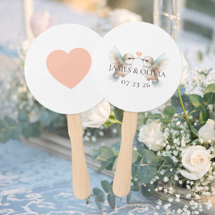 Custom Adorable Hummingbird Heart Wedding Fächer