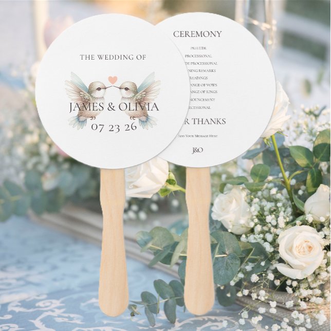 Custom Adorable Hummingbird Hochzeitsprogramm Fächer (Custom Adorable Hummingbird Wedding Program Hand Fans)