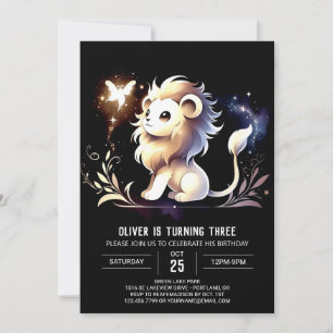 Custom Adorable Lion Birthday Einladung