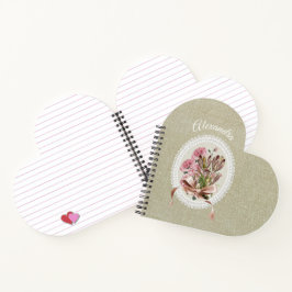 Custom adorable natural brown texture with flowers notizbuch