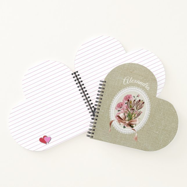 Custom adorable natural brown texture with flowers notizbuch (Innenseite)