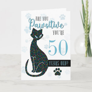 Custom Age Birthday Cat Silhouette Karte