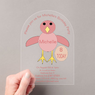 Custom Age Birthday Girl Chick Party Acryleinladungen