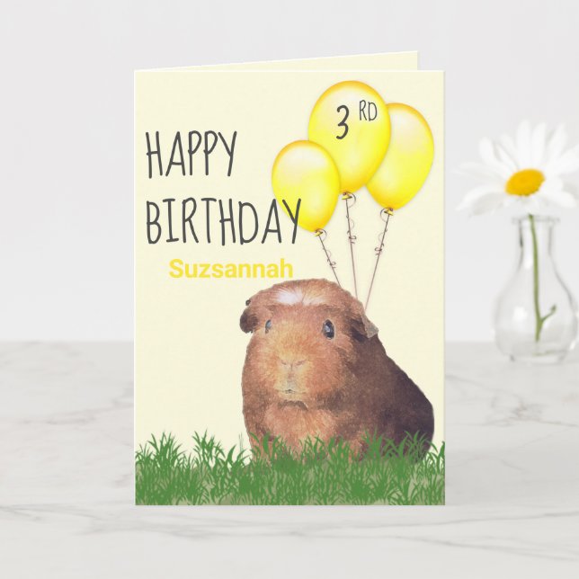 Custom Age Birthday Guinea Schweineborloon Karte (Kleine Pflanze)