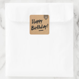 Custom AGE Birthday Label - Men rustikales Holz Quadratischer Aufkleber