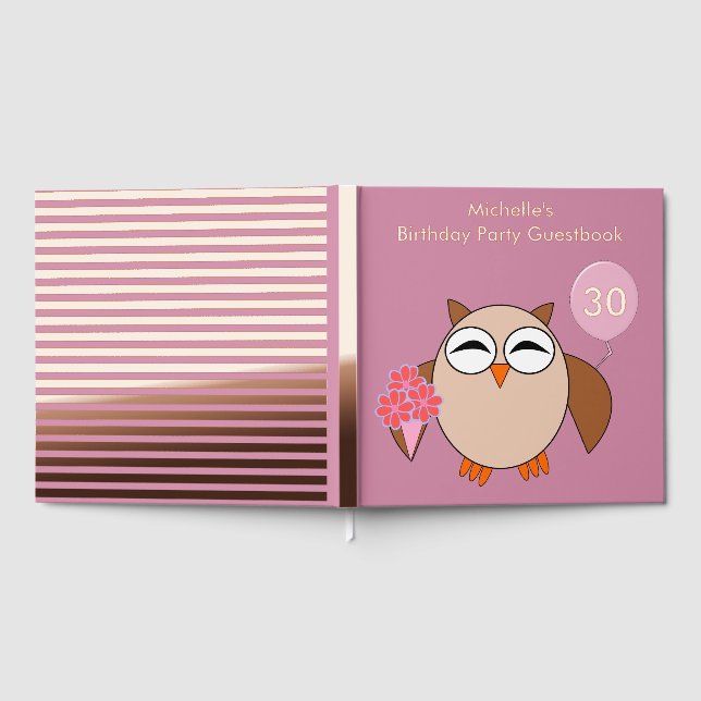 Custom Age Birthday Owl 30. Geburtstag Gästebuch (Voll)