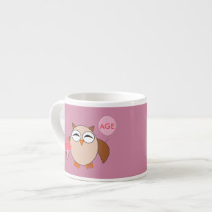 Custom Age Birthday Owl Espresso Tasse