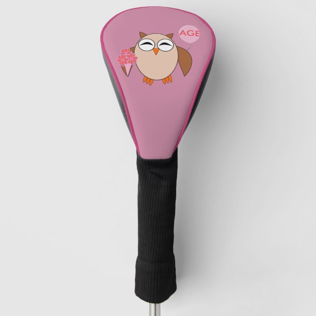 Custom Age Birthday Owl Golf Driver Cover Headcover (Vorderseite)