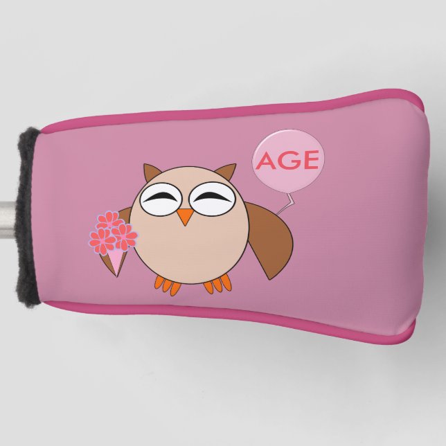 Custom Age Birthday Owl Golf Putter Cover Golf Headcover (Vorderseite)