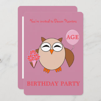 Custom Age Birthday Owl Party Einladung
