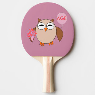 Custom Age Birthday Owl Ping Pong Paddle Tischtennis Schläger