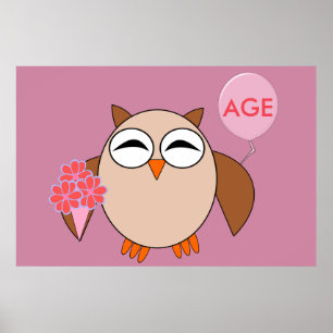 Custom Age Birthday Owl Poster