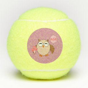 Custom Age Birthday Owl Tennis Balls Tennisbälle
