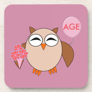 Custom Age Birthday Owl Untersetzer