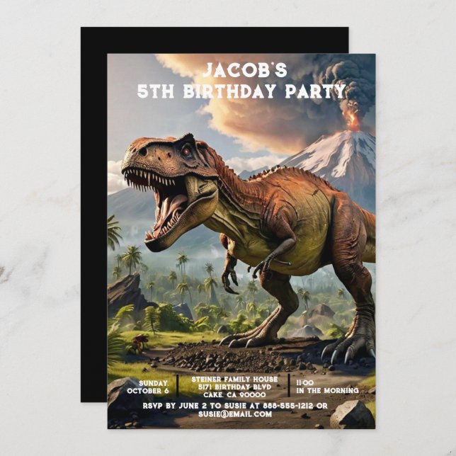 Custom Age Dinosaur Birthday Party Invitations Einladung (Vorne/Hinten)