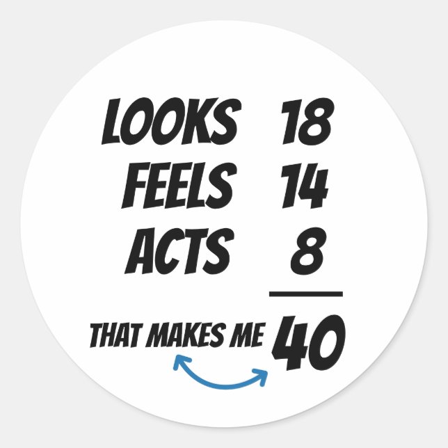 Custom Age Equation Funny Personalized Birthday  Runder Aufkleber (Vorderseite)