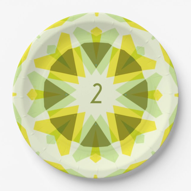 Custom Age Fun Bright Yellow Green Birthday Star Pappteller (Vorderseite)