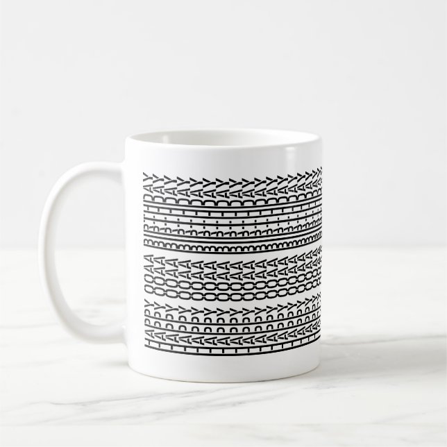 Custom Age Happy Birthday Modern Hidden Message Kaffeetasse (Links)