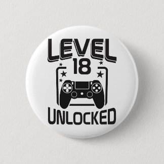 Custom Age Level 18 Unlocked Birthday Gamer Button