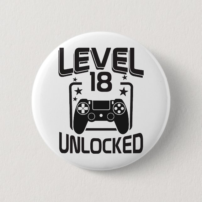 Custom Age Level 18 Unlocked Birthday Gamer  Button (Vorderseite)