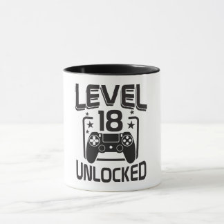 Custom Age Level 18 Unlocked Birthday Gamer Mug Tasse