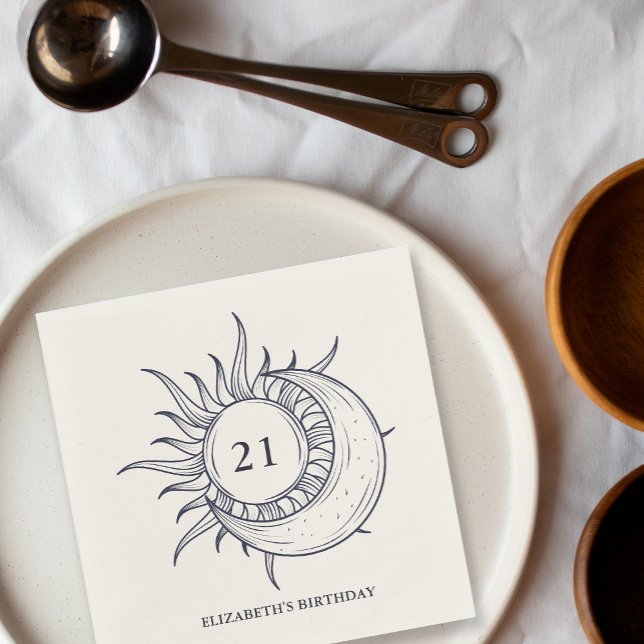 Custom Age Mystic Celestial Moon Birthday Serviette (Custom Age Mystic Celestial Moon Birthday Napkins)