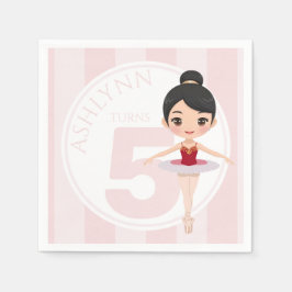 Custom Age & Name Pink Ballet Girls Birthday  Serviette