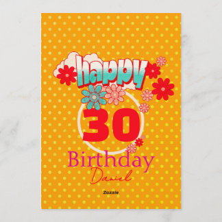 Custom Age & Name Vibrant Birthday Party Einladung